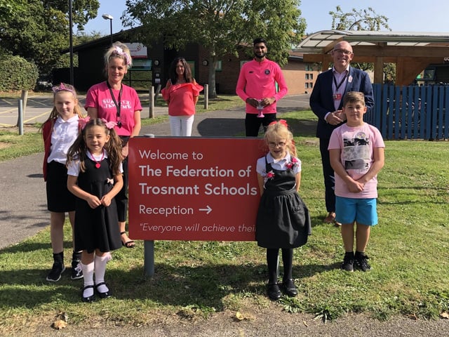 Think Pink week saw pupils across Havant don pink for Hannah's Holiday Home, mayoral charity of Cllr Prad Bains. Pictured: Trosnant Schools