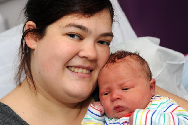 Anne Shirley of Birchwood Crescent, Grangewood, Chesterfield, with her first born son Michael Benjamin Sherry, who arrived in 2015 weighing 8lb.3oz., his dad is Michael Sherry.