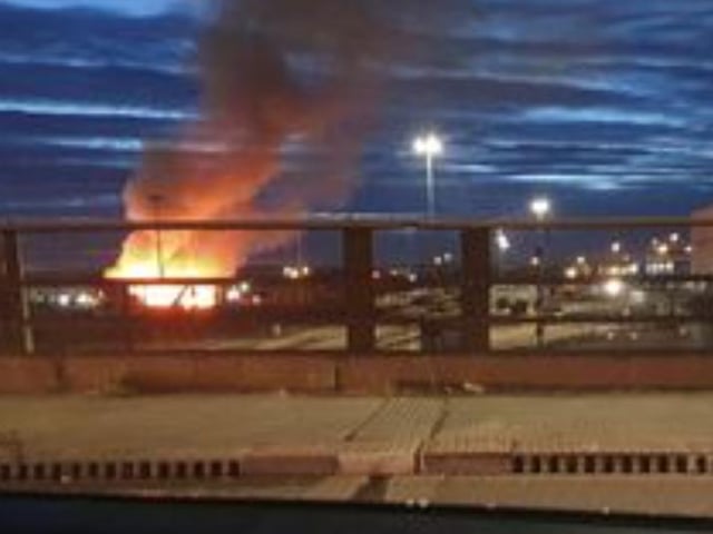The blaze at Balby Carr Bank recycling site, this evening.