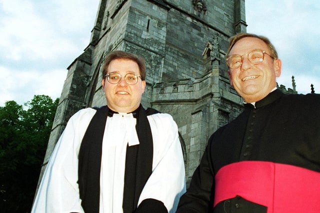 The new vicar of Tickhill St Mary's Church Andrew Teal (left) with thee Archdeacon of Doncaster Bernard Holdridge in 1999