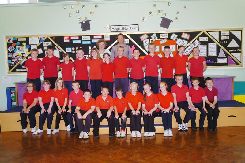 All in red for the Rift House Primary School leavers photo in 2008.