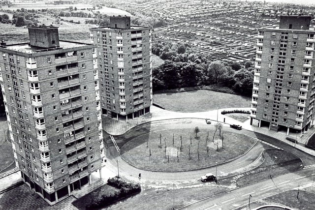 A view of the Gleadless Valley high rise flats in 1972