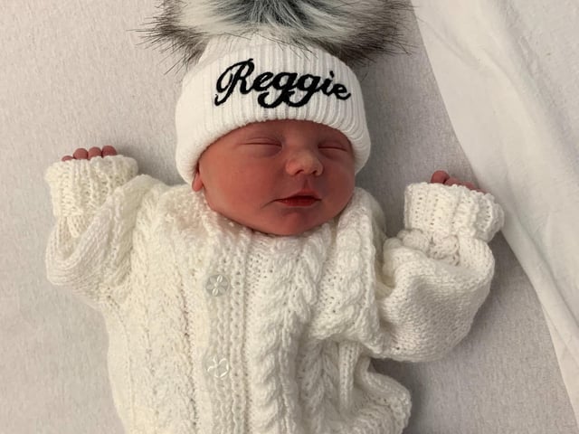 Reggie was born at 14:41 on 18 May, after a speedy labour