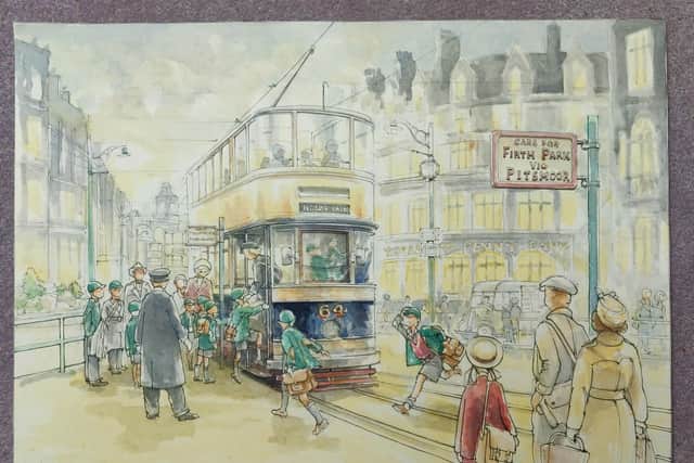 Running for the tram to Holme Lane on Pinstone St