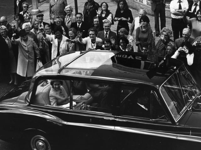 Outside the Odeon, North End, Portsmouth, during the Queen's visit for the Fleet Review in June 1977.