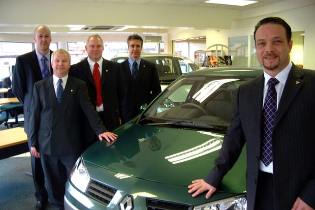 Reg Vardy Renault staff  L-R: Michael Bolton, Accountant Ian Varley, Gerry Smith, Kevin Robertshaw and Stewart Hailes pictured in 2004