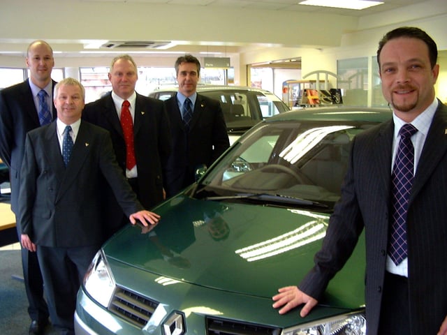Reg Vardy Renault staff  L-R: Michael Bolton, Accountant Ian Varley, Gerry Smith, Kevin Robertshaw and Stewart Hailes pictured in 2004