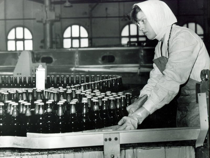 The bottling plant at Tennants Exchange Brewery, Sheffield, 1962