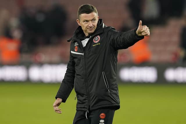 Thumbs up from Paul Heckingbottom, the manager of Sheffield United: Andrew Yates / Sportimage