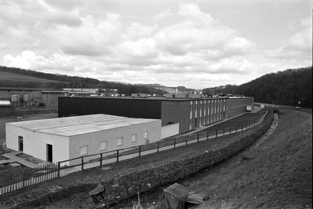 Exterior of the Exacta Circuits electronics factory in Galashiels, April 1980.