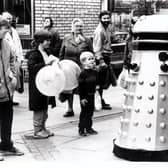 Youngsters meet a Dalek on The Moor, Sheffield in October 1985