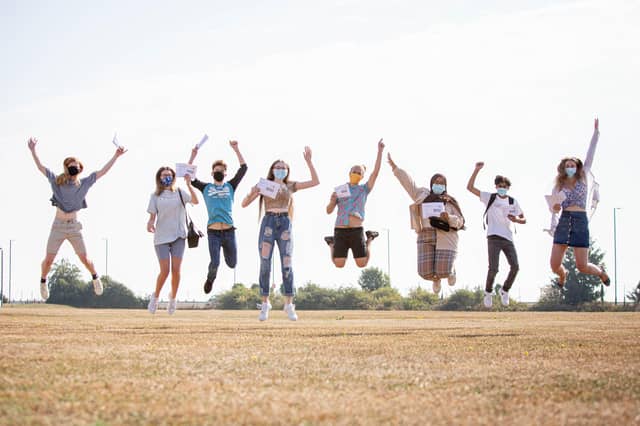Porsmouth college students, perform social distance celebrations on the field. Picture: Habibur Rahman