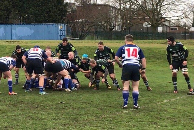 Mansfield retain possession as they look to score a try at Birstall.