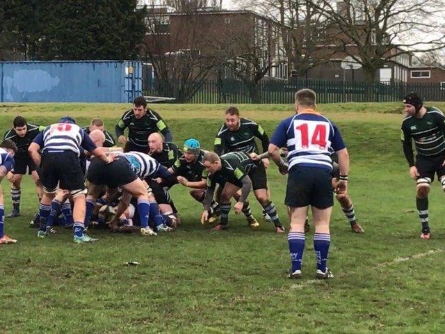 Mansfield retain possession as they look to score a try at Birstall.