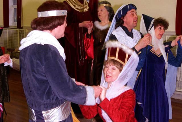 Pictured at the Dore Church Hall, where the Dress rehearsal of Dore Gilbert and Sullivan Operatic Society's production of Princess Ida was held, April 17, 1998