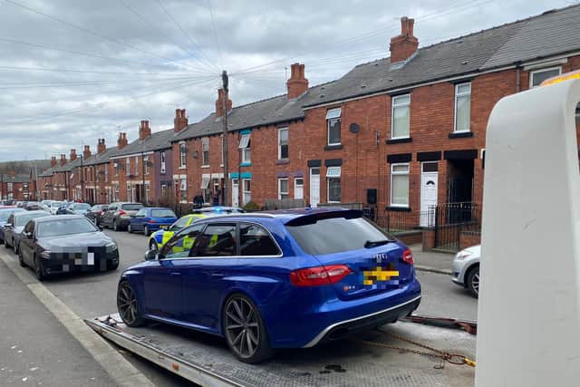 An Audi sports car which was recovered following a police chase through Sheffield