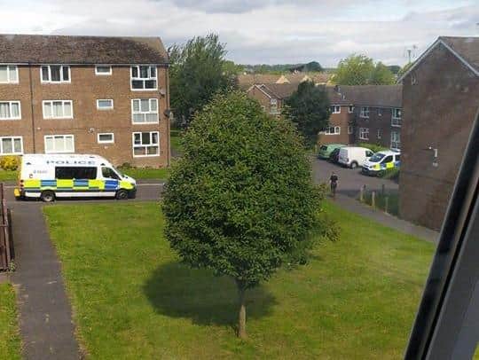 Police were seen on Skelton Drive in Woodhouse this morning (photo: Robbie Hanson).