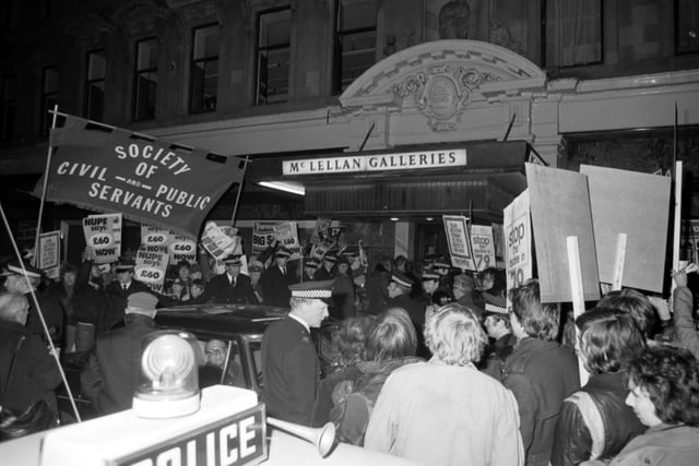 Labour Prime Minister Jim Callaghan visited Glasgow to promote the Yes For Scotland campaign in February 1979 before the March 1st Scottish devolution referendum. He was greeted by demonstrators from the CPSA trade union.