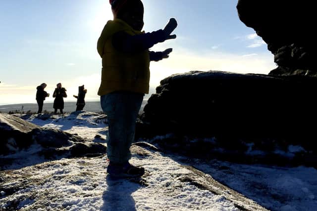 Foster child at the Ox Stones in winter