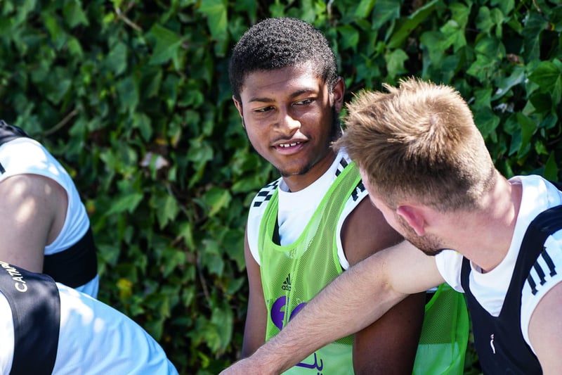 Rhian Brewster chats to Rhys Norrington-Davies in a rare break from training