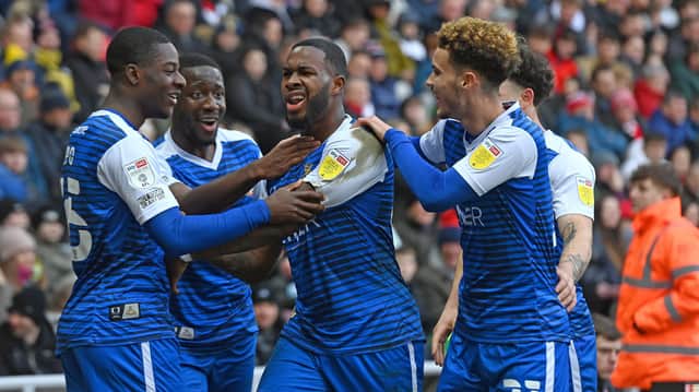 Rovers celebrate Reo Griffiths' goal against Sunderland. Picture: Andrew Roe/AHPIX