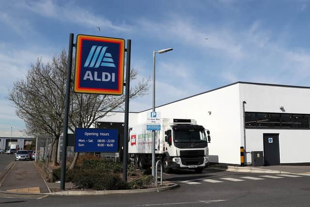 A lorry delivers to an Aldi supermarket (Photo by Catherine Ivill/Getty Images)