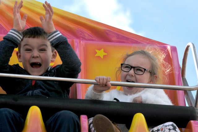 There is so much joy on the faces of these two young fairground fans who were pictured five years ago?