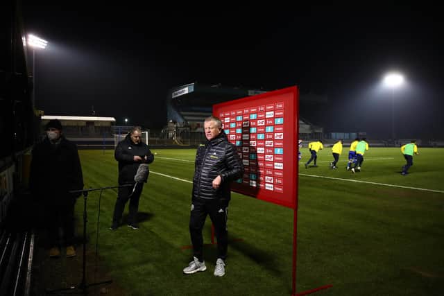Sheffield United manager Chris Wilder reached his century of wins in charge of the club during Saturday's FA Cup tie at Bristol Rovers: Michael Steele/Getty Images