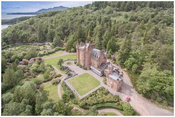 Glenborrodale Castle dates from 1902 and is a five storey mansion built of red Dumfriesshire sandstone. The Castle itself dominates the steep south facing hillside which overlooks Loch Sunart. Property agent: Bell Ingram bit.ly/3dAEPz9