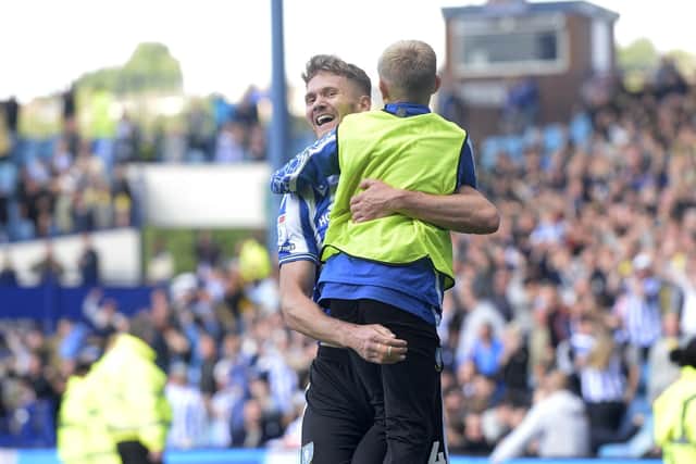Michael Smith celebrating his first Sheffield Wednesday goal at Hillsborough.