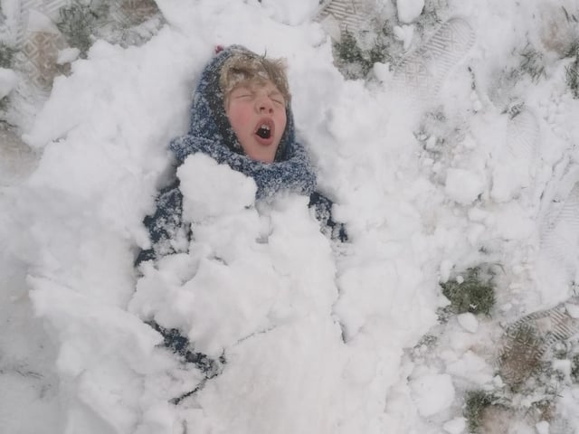 It looks a bit cold making this snow angel! Sent in by Emma Jayne.