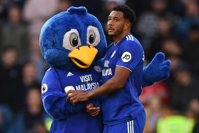 Nathaniel Mendez-Laing enjoys a lighter moment during his time with Cardiff City.