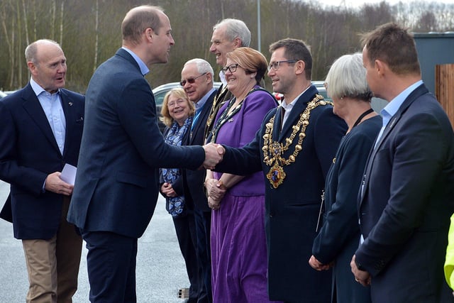 The Duke of Cambridge visits Tarmac's national skills and safety park to officially open the centre. The Duke of Cambridge meets Mansfield Mayor Andy Abrahams.