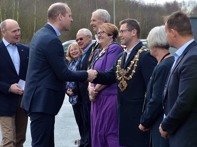 The Duke of Cambridge visits Tarmac's national skills and safety park to officially open the centre. The Duke of Cambridge meets Mansfield Mayor Andy Abrahams.