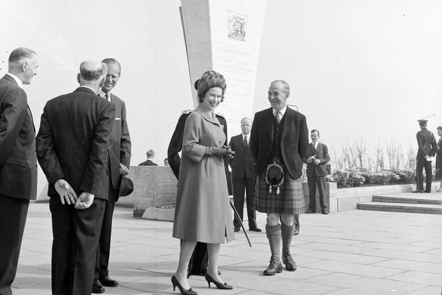 The Queen during her visit to Queensferry, accompanied by Mr Michael Noble, in September 1964.