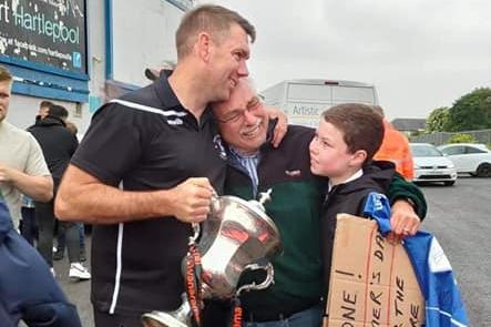 Sarah Shurmer shared this moment of her loved ones with Pools manager Dave Challinor.