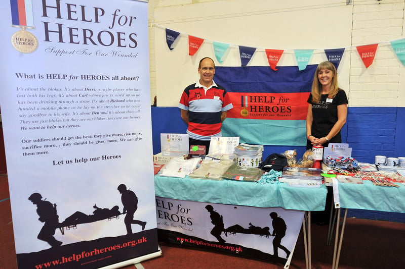 Worksop Lions organised a concert at North Notts Arena, featuring the Doncaster Concert Band and the Nottingham Royal Engineers, raising money for Help For Heroes and The Royal British Legion. Pictured are Nottinghamshire Co-ordinators Tony and Julie Eaton with their stall.