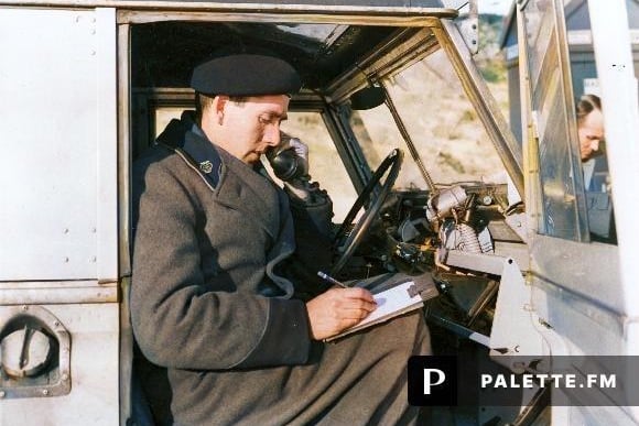 Automobile Association, Sheffield Charles Favell, Emergency Service Driver, sending in his short wave, road weather report, to head office, Sheffield, from the Land Rover 24th January 1963. Picture: Sheffield Newspapers