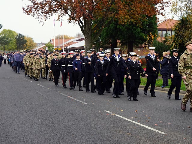 The parade leaving the Civic Centre