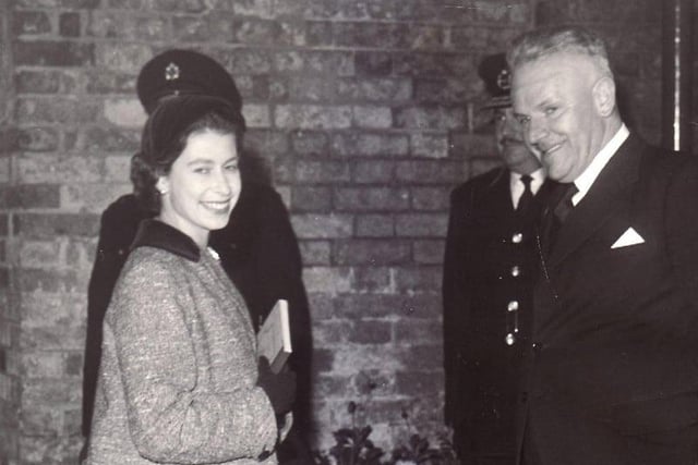 The Queen pictured entering Bawtry Station where she left Doncaster on the Royal train for Balmoral on September 12 1956