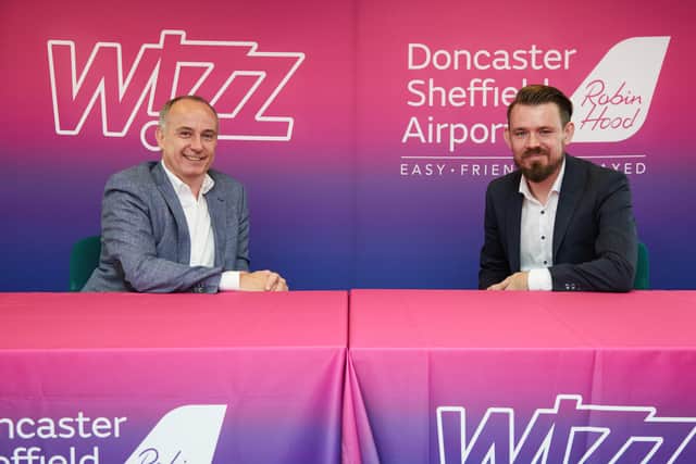 Owain Jones of Wizz Air and Chris Harcombe of Doncaster Sheffield Airport.