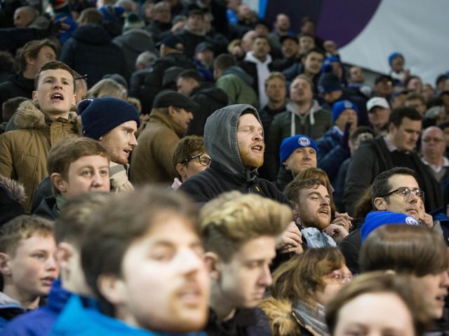 Pompey fans in the sold out crowd at Fratton Park.