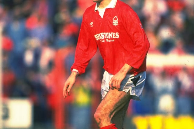 Nigel Clough is pictured looking to pick out a man during his Nottingham Forest's 3-1 defeat to Wimbledon at Selshurt Park 1990.