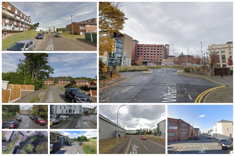 The nine streets pictured here were the Sheffield locations where the highest number of vehicle crimes were reported to the police in February 2023