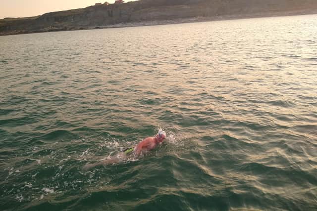 Jim Lafferty approaching France on his cross-Channel swim
