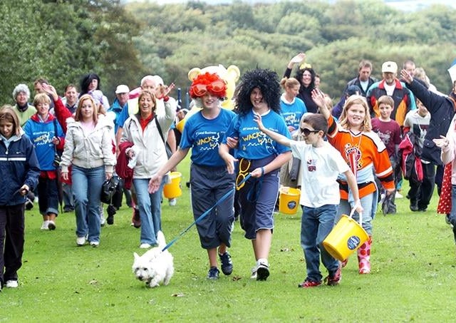 Youngsters taking part in the  'Wacky Walk' for Children in Need at Graves Park, Sheffield, September 18, 2004