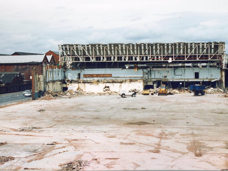 Only one half of this massive shed remained as workers set about demolishing the former BAE site on Strand Road, Preston, in 1994