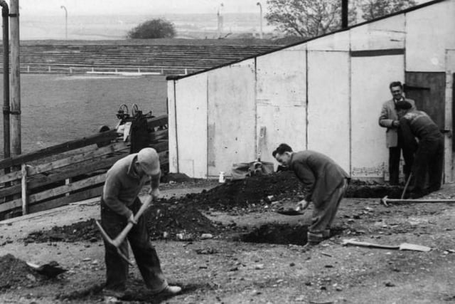 Back to 1958 for this reminder of supporters digging the foundations for the supports of a new stand.