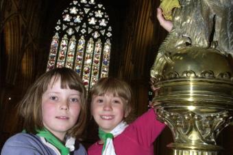 Members of the Hallgate Scout group helping to clean inside St George's church as part of an autumn refresh in 2002. Laura Davies and Laura Kane aged 8 photographed.