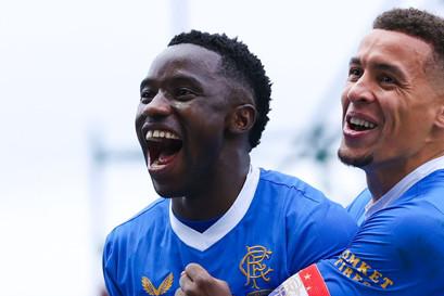 Great header for Rangers' third and infectious smile spread throughout the stands and pitch as the striker pressed for a fourth.